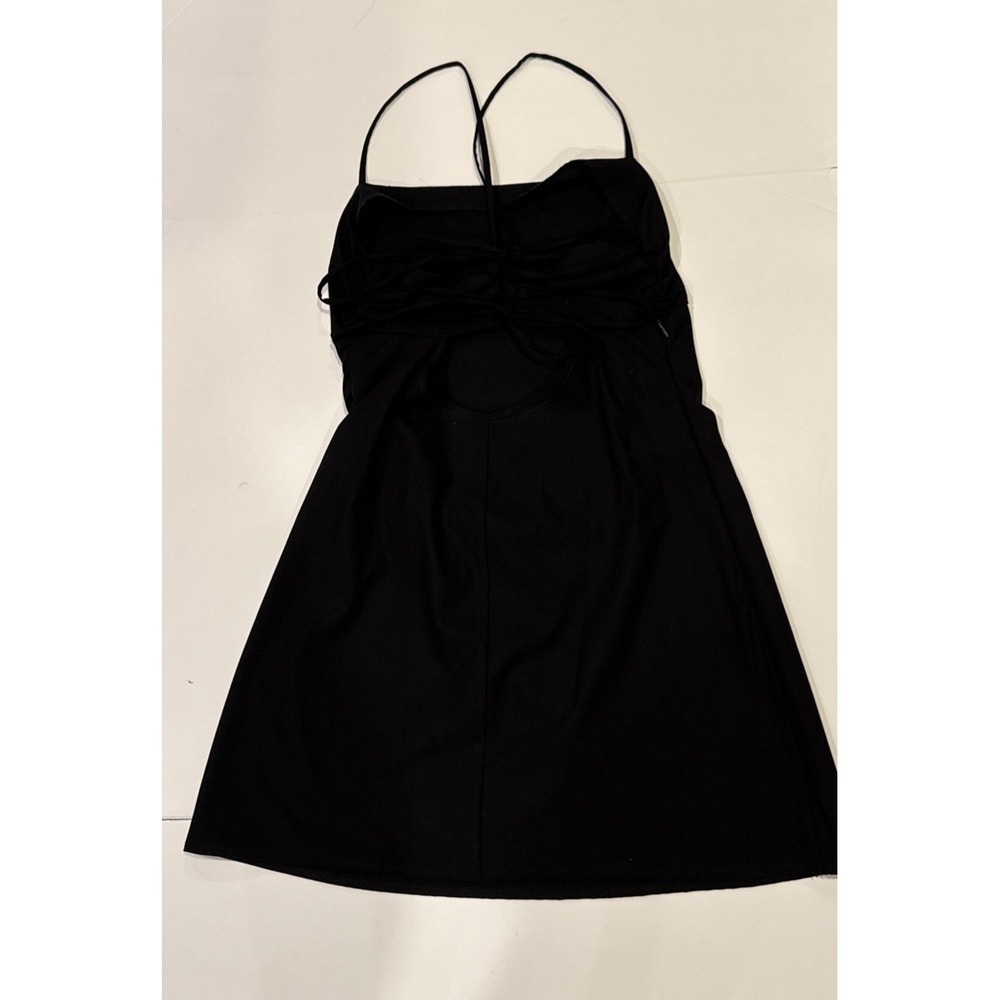 ZARA Mini Black Dress Spaghetti Straps, Small, RN#77302, Semi Open Back Side Zip - Picture 5 of 10